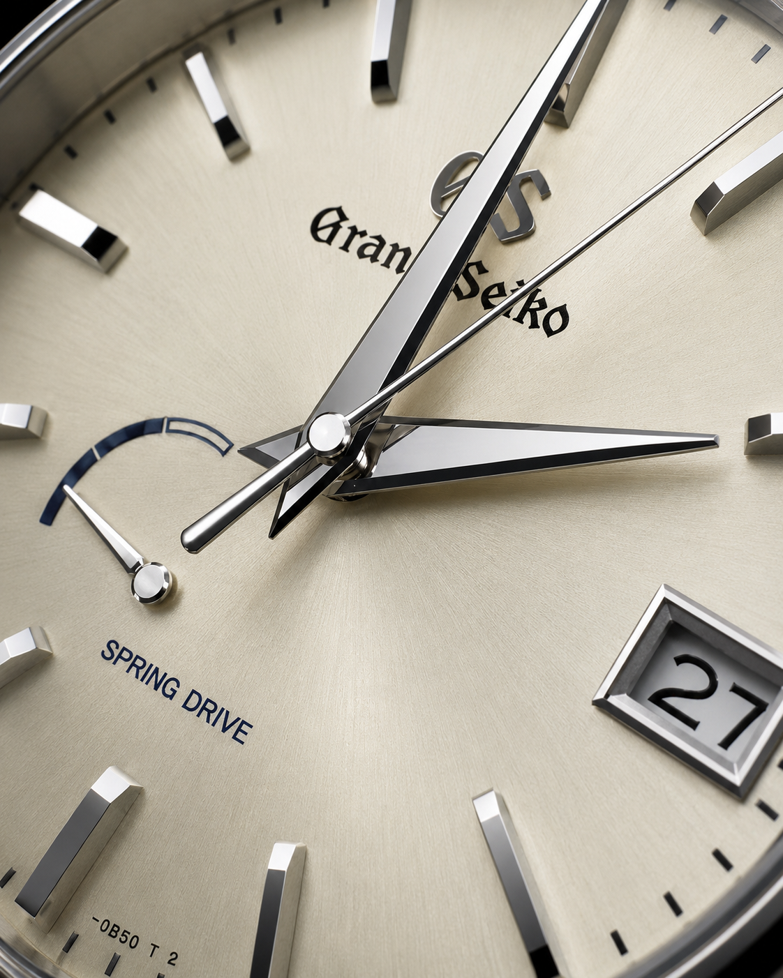 Macro shot of the SBGA283 dial in champagne
